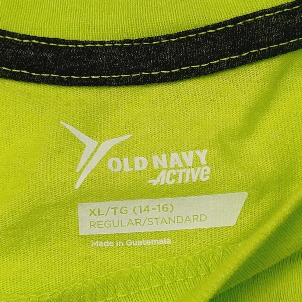 Old Navy Kids Active Go-Dry T-Shirt XL 14-16 Lime Green Beast Football Graphic